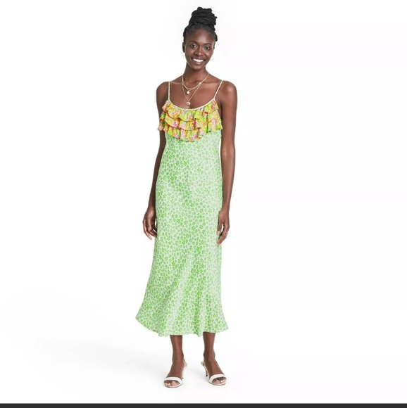 Sz L XL Rixo Target Leopard Ruffle Slip - Picture 2 of 6